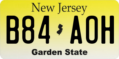 NJ license plate B84AOH