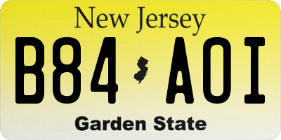 NJ license plate B84AOI