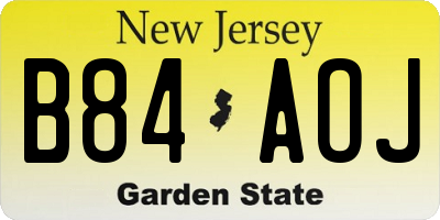 NJ license plate B84AOJ