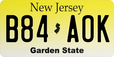 NJ license plate B84AOK
