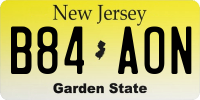 NJ license plate B84AON