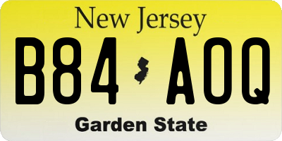 NJ license plate B84AOQ