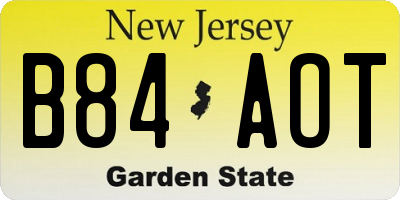 NJ license plate B84AOT