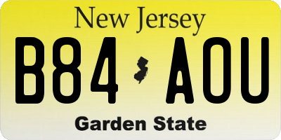 NJ license plate B84AOU