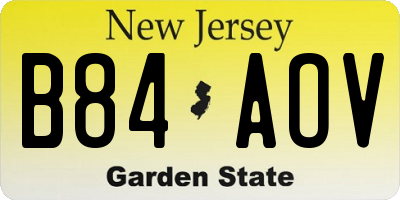 NJ license plate B84AOV