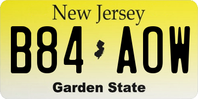 NJ license plate B84AOW
