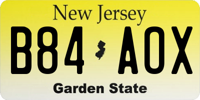 NJ license plate B84AOX