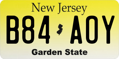 NJ license plate B84AOY