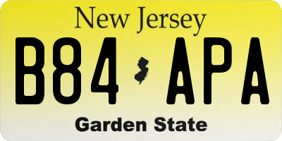 NJ license plate B84APA