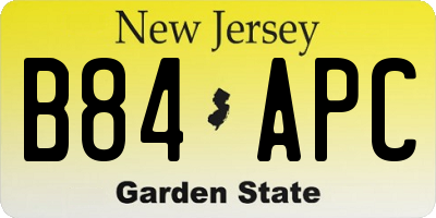 NJ license plate B84APC