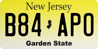 NJ license plate B84APO