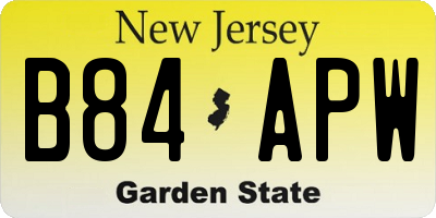 NJ license plate B84APW