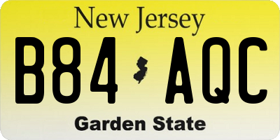 NJ license plate B84AQC