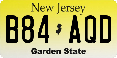 NJ license plate B84AQD