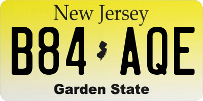 NJ license plate B84AQE