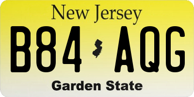 NJ license plate B84AQG