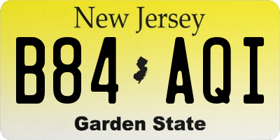 NJ license plate B84AQI