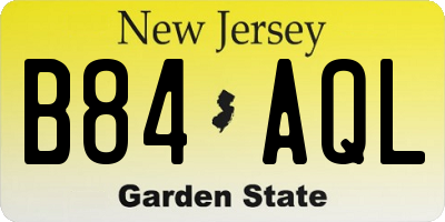 NJ license plate B84AQL