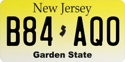 NJ license plate B84AQO