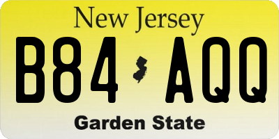NJ license plate B84AQQ