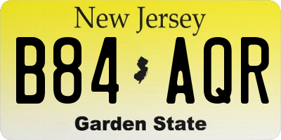 NJ license plate B84AQR