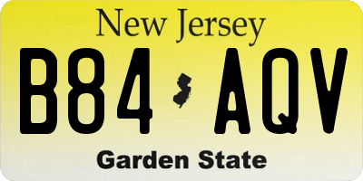 NJ license plate B84AQV
