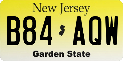 NJ license plate B84AQW