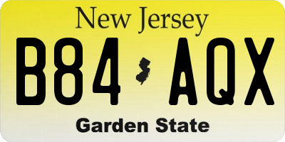 NJ license plate B84AQX