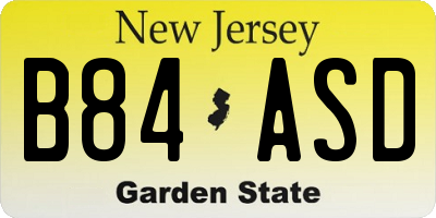 NJ license plate B84ASD