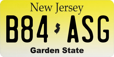 NJ license plate B84ASG