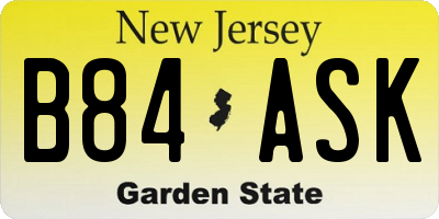 NJ license plate B84ASK