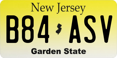 NJ license plate B84ASV