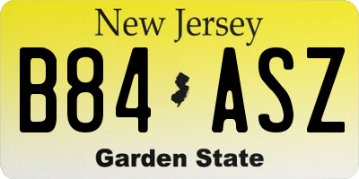 NJ license plate B84ASZ