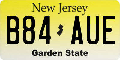 NJ license plate B84AUE