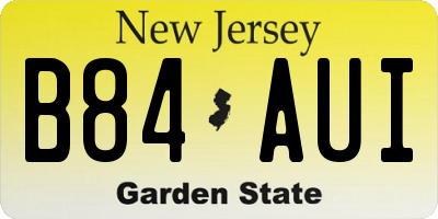 NJ license plate B84AUI