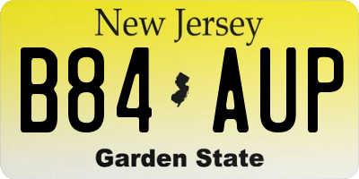 NJ license plate B84AUP