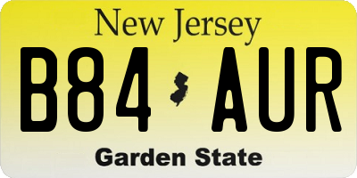NJ license plate B84AUR