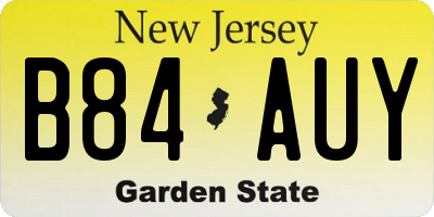 NJ license plate B84AUY
