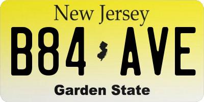 NJ license plate B84AVE