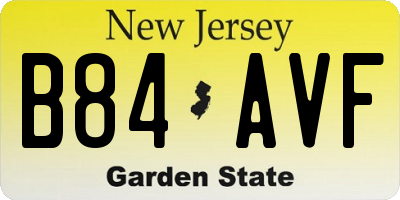 NJ license plate B84AVF
