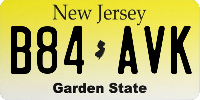 NJ license plate B84AVK