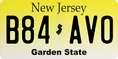 NJ license plate B84AVO