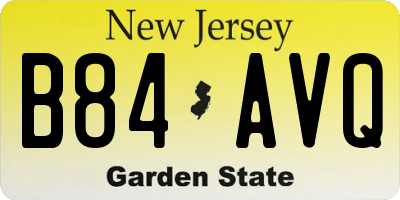 NJ license plate B84AVQ