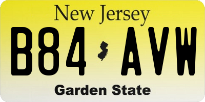 NJ license plate B84AVW