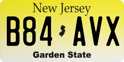 NJ license plate B84AVX