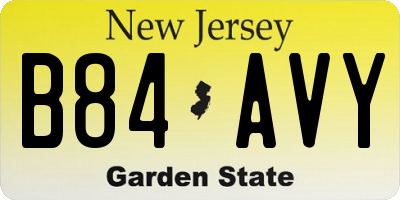 NJ license plate B84AVY