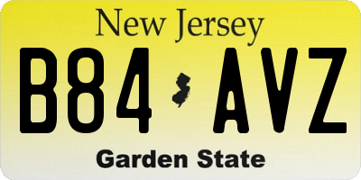 NJ license plate B84AVZ