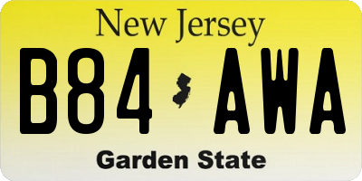 NJ license plate B84AWA