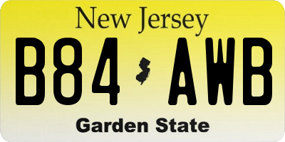 NJ license plate B84AWB