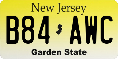 NJ license plate B84AWC